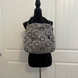 Coach Black and Gray Patterned Shoulder Bag